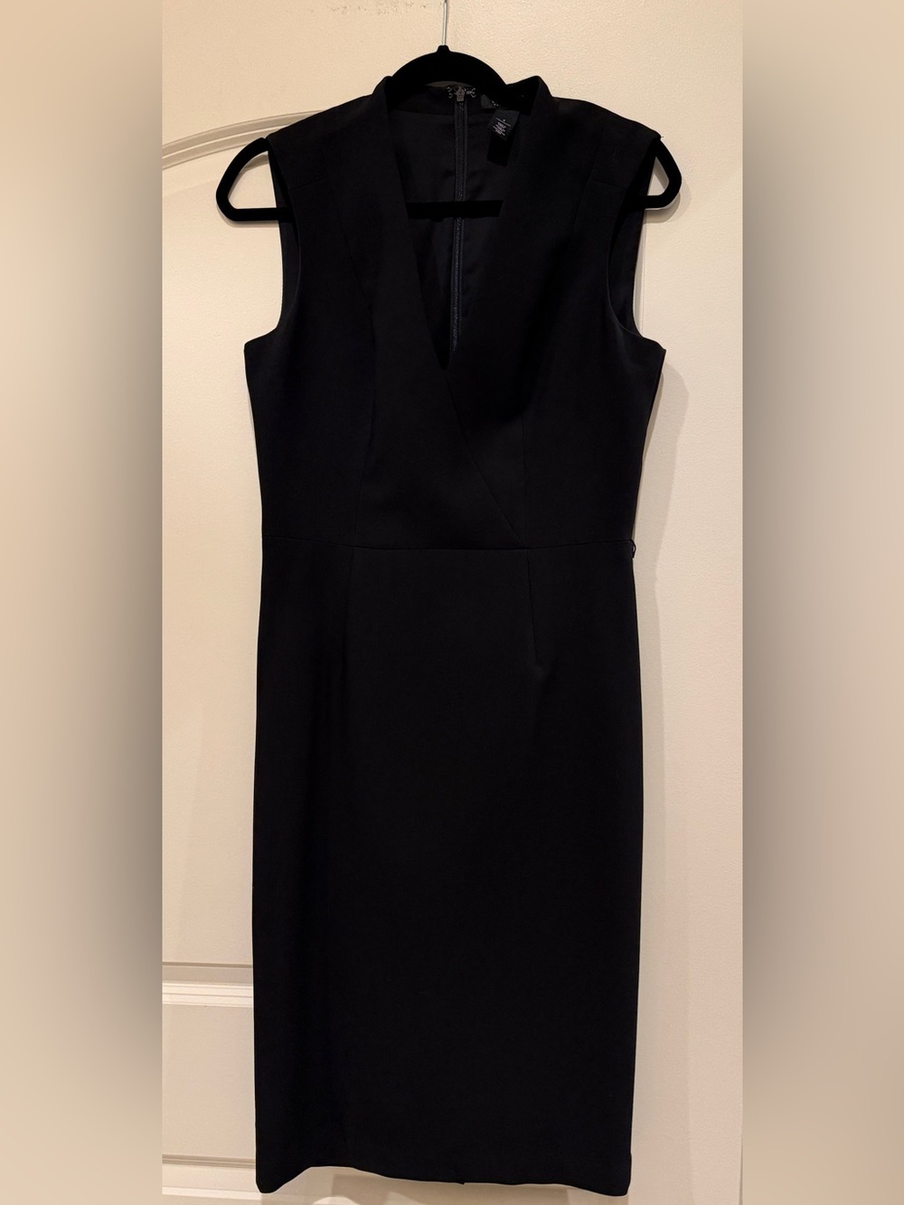 White House Black Market Black V-Neck Sheath Dress Stretch Lined y570163736 US6